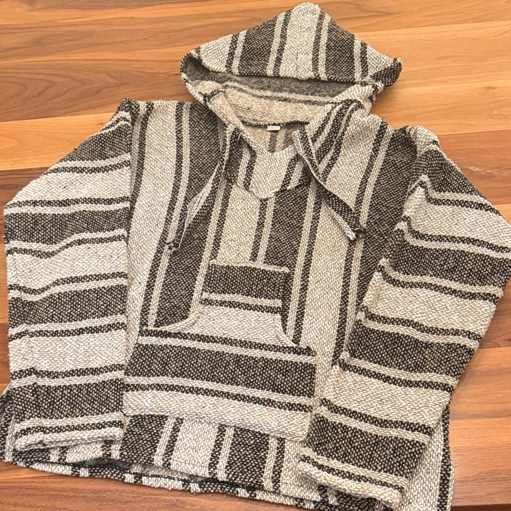 Men's Tan and Gray Hooded Sweater
